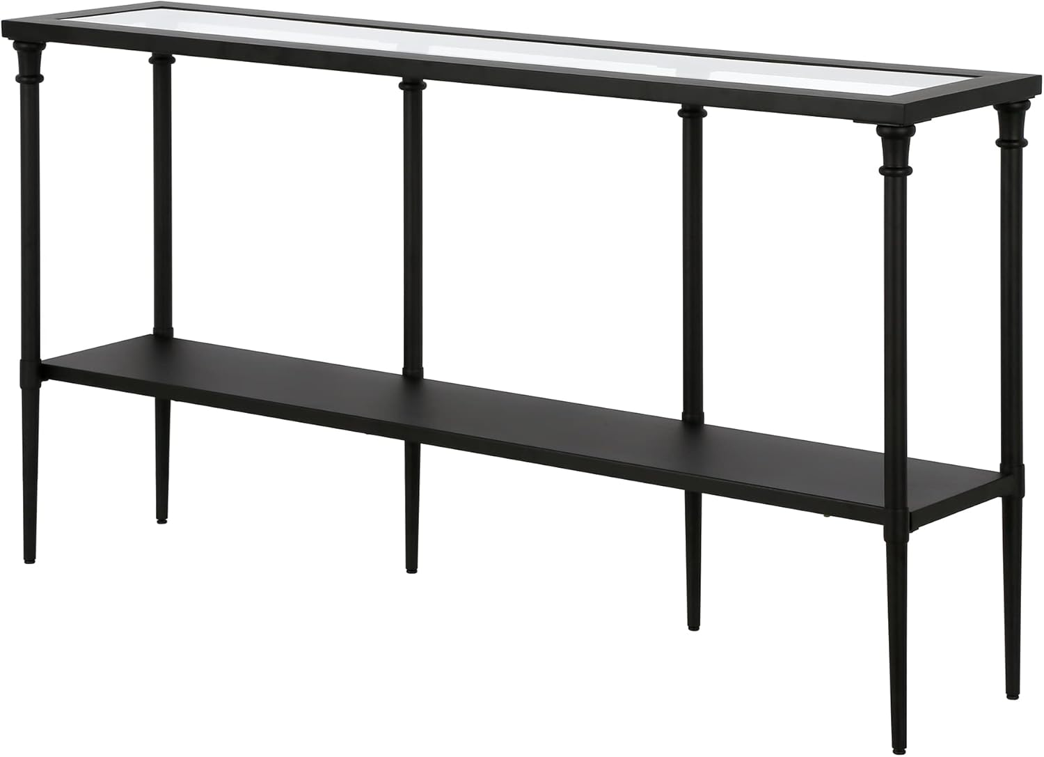 Nellie 55'' Wide Rectangular Console Table with Metal Shelf in Blackened Bronze