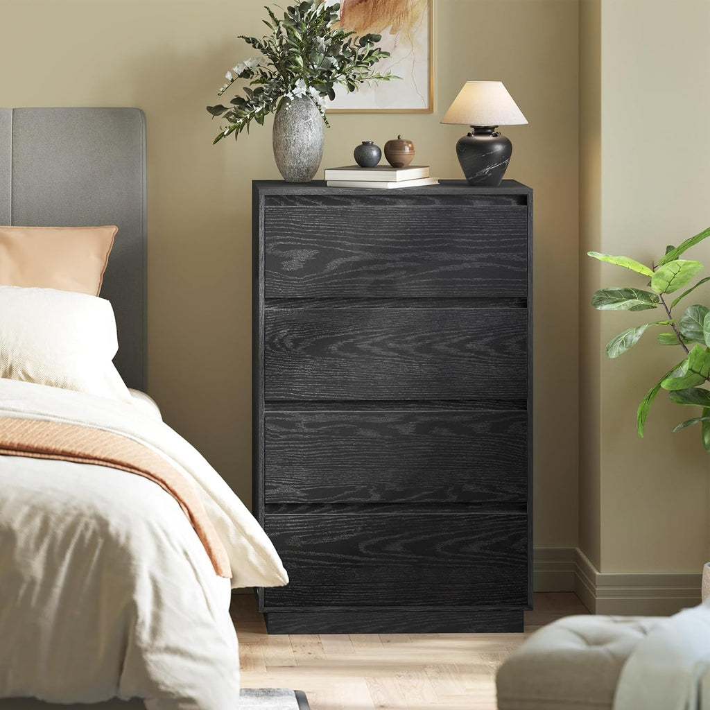 VASAGLE Kailyn Collection - 4-Drawer Dresser for Bedroom, Chest of Drawers, Storage Tower Unit, for Closet Living Room Entryway, Modern Minimalist, 15.9 x 23.7 x 38.3 Inches, Ink Black ULTS614BE04S