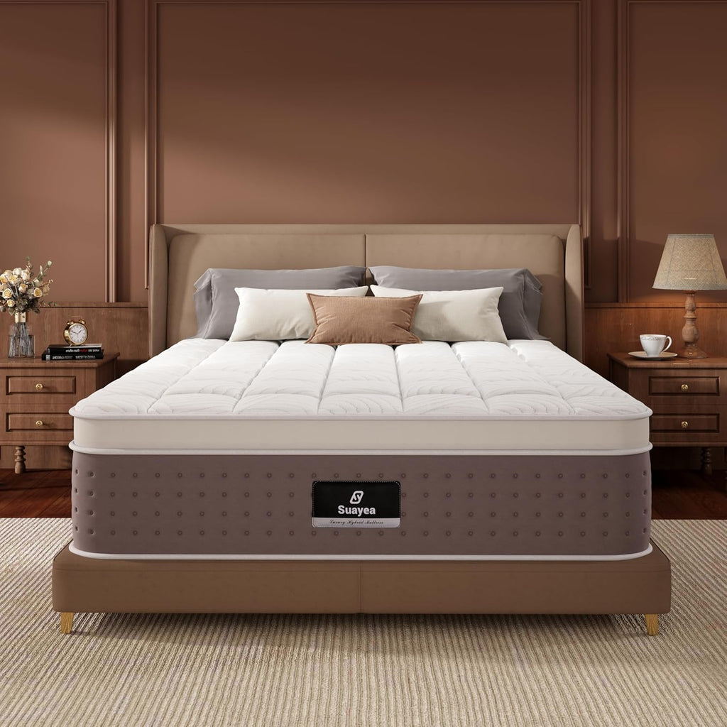 Queen Size Mattresses, 14 Inch Hybrid Queen Mattress in a Box, Cooling Gel Memory Foam Mattresses with Individual Pocket Springs, Pressure Relief, Medium Firm Feel, Edge Support, 365-Night Trial