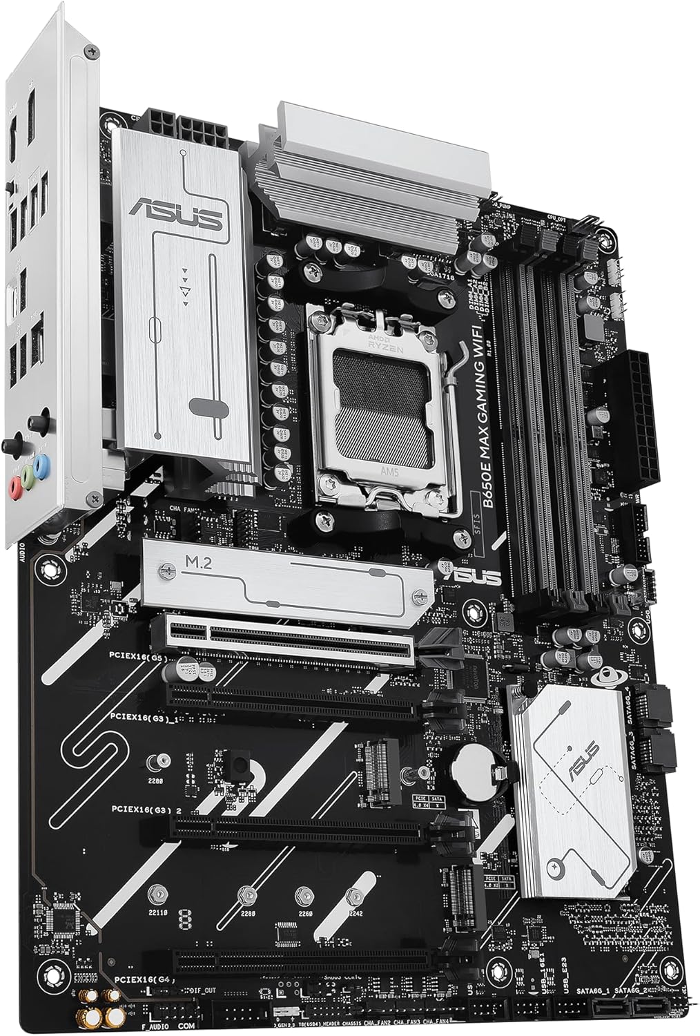 ASUS B650E MAX Gaming WiFi AMD B650 ATX Motherboard, DDR5, PCIe 5.0 Ready, 3X M.2 Slots, Wi-Fi 6E, Realtek 2.5Gb Ethernet, DisplayPort, HDMI™, USB 10Gbps Type-A & Type-C®, BIOS Flashback™, Aura Sync