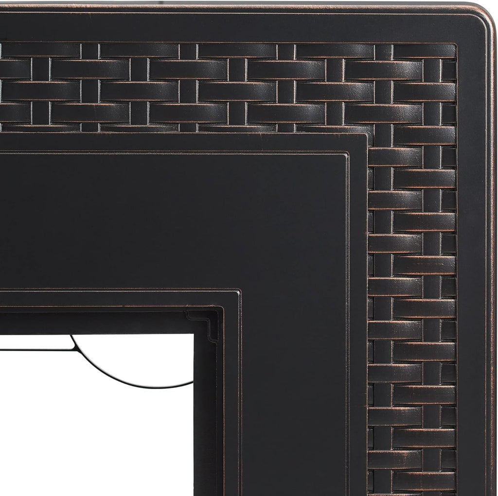 Fire Sense 63699 Albany Woven Aluminum Convertible Gas Fire Pit Table 45,000 BTU Multi-Functional Outdoor Firepit with Fire Bowl Lid Nylon Cover & Clear Fire Glass - Bronze Finish - Rectangular 44"