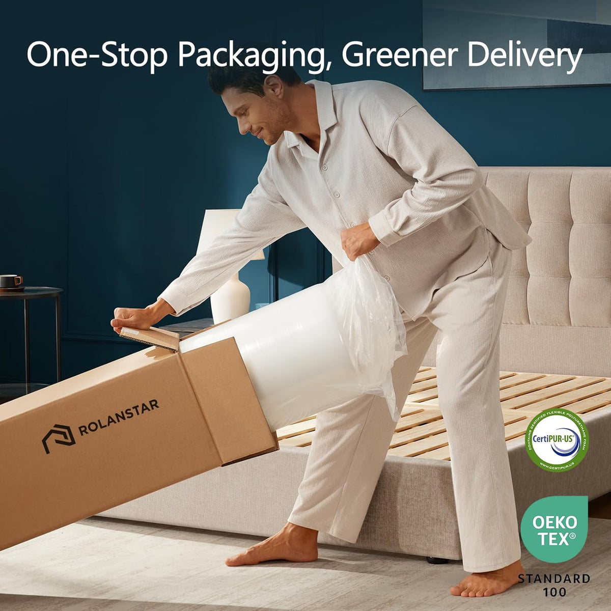 Rolanstar Twin Mattress, 6 Inch Gel Memory Foam Mattress in a Box, Gel Infused, Fiberglass Free, Medium Firm Mattresses, CertiPUR-US Certified, Breathable & Pressure Relief, White