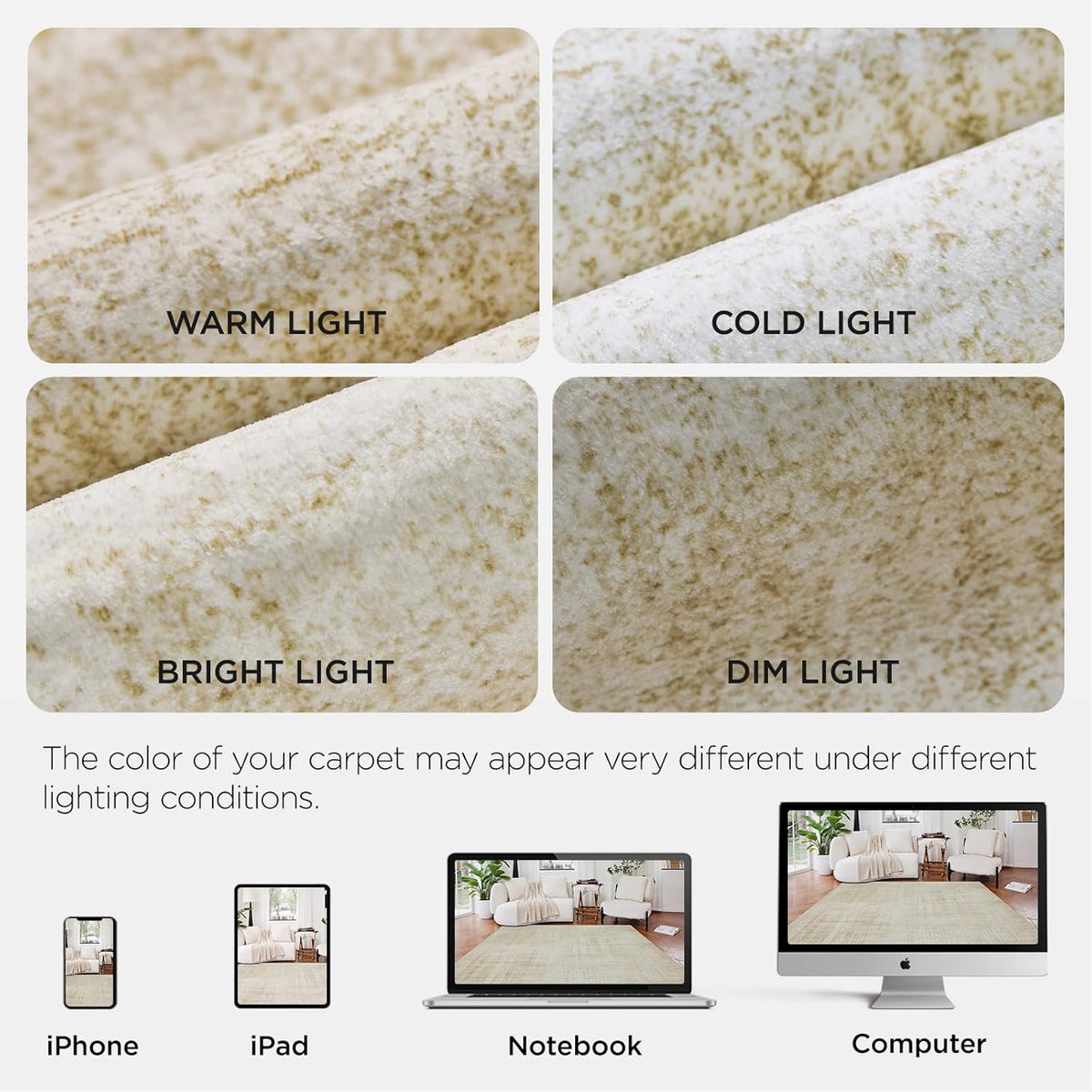 Joydeco 10x14 Area Rugs for Living Room, Non Slip Machine Washable Vintage Rug, Low Pile Chenille Print Rugs for Bedroom, Dining Room, Home Office, Pet & Child Friendly, Beige
