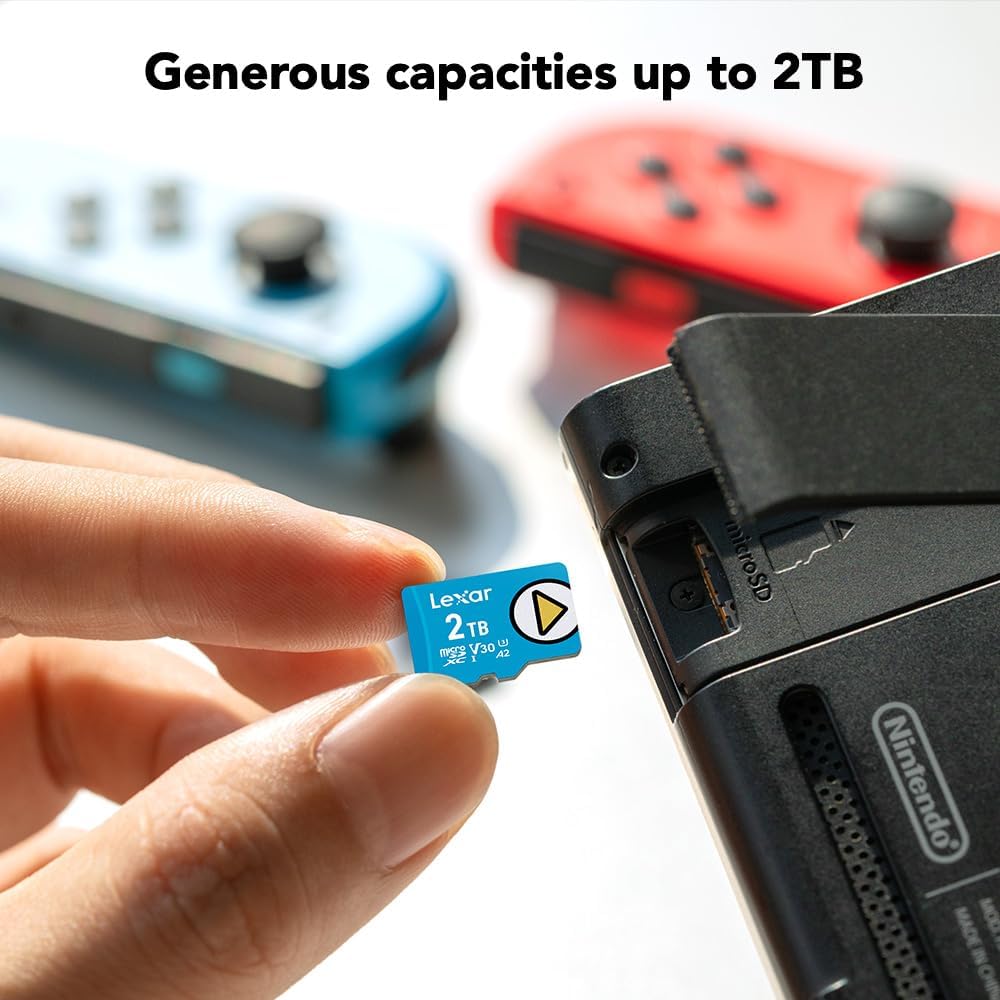 Lexar 1TB Play Blue Micro SD Card, UHS-I, C10, U3, V30, A2, 4K, Up to 160MB/s microSDXC Memory Card, Expanded Storage for Nintendo-Switch 1, Gaming Devices, Smartphones, Tablets (LMSPLBL001T-BNNNU)