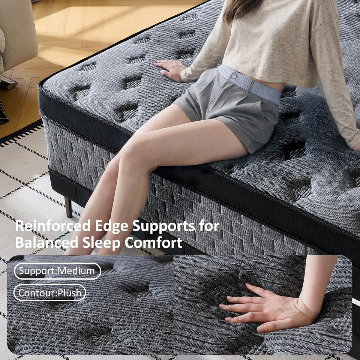Queen Size Mattress 12 inch, Hybrid Mattress in a Box, Individually Pocket Springs, Medium Firm Feel for Pressure Relief, Breathable Comfort, CertiPUR-US Certified