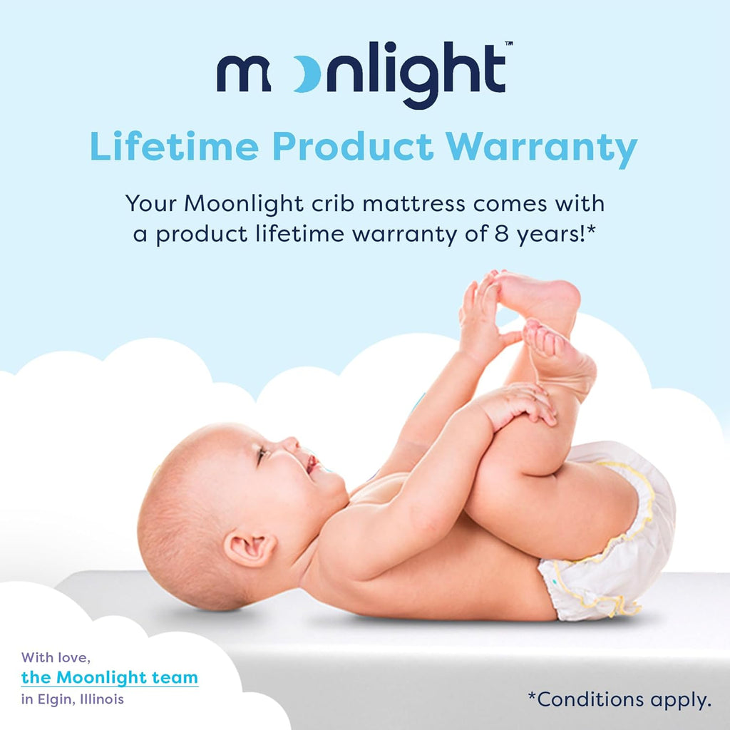 Moonlight Slumber Little Dreamer Crib Mattress – Dual-Sided Baby and Toddler Mattress, Firm Infant Support, Waterproof and Hypoallergenic, 5" Foam, Standard Size, Made in USA