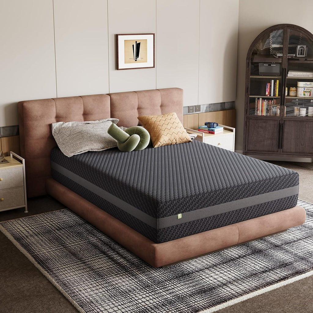 Novilla 14 Inch Queen Size Mattress, Queen Gel Memory Foam Mattress with Green Tea-Infused Foam for Pressure Relief, Body Contouring, & Balanced Support, Breathable Side Panel, Mattresses in a Box