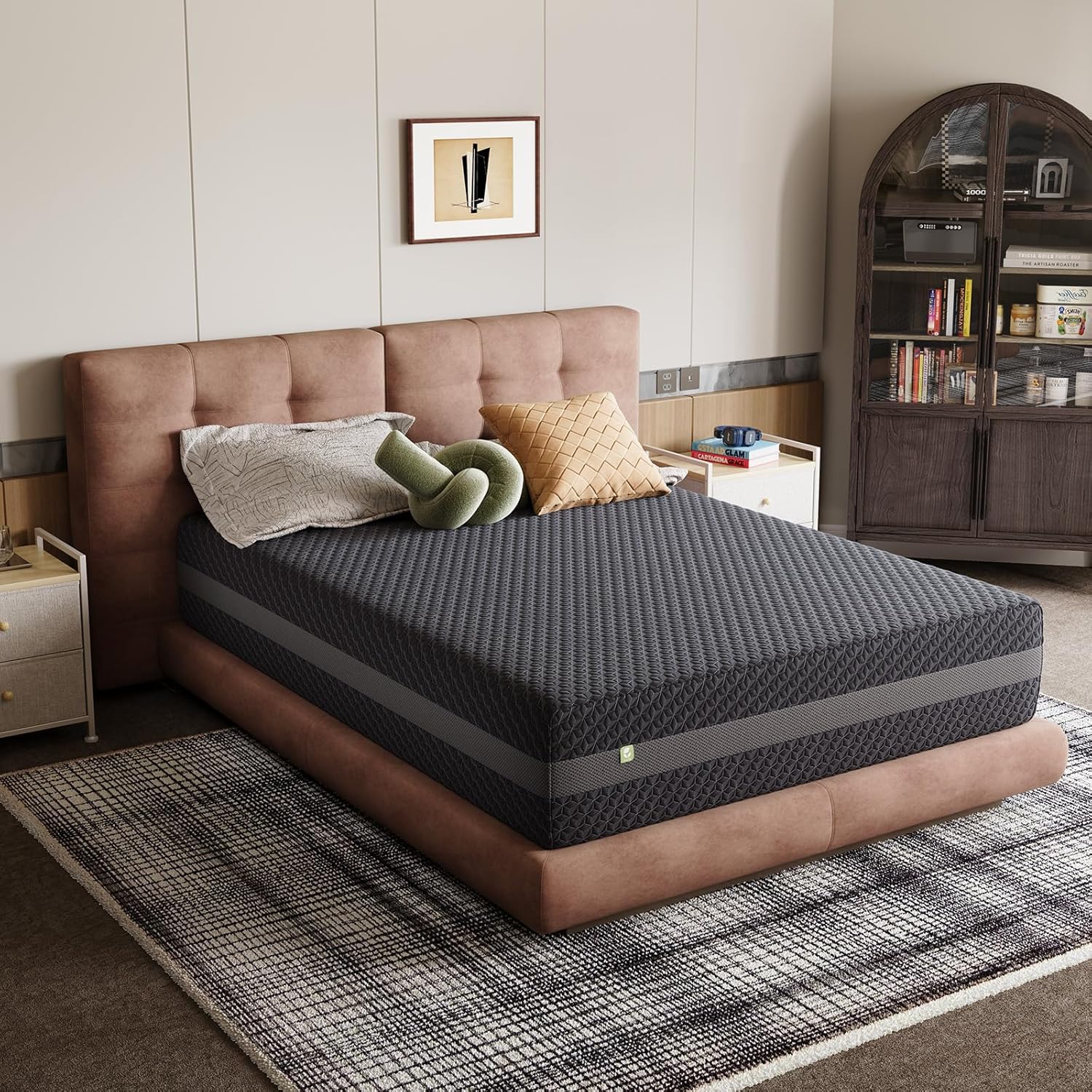 Novilla 14 Inch Queen Size Mattress, Queen Gel Memory Foam Mattress with Green Tea-Infused Foam for Pressure Relief, Body Contouring, & Balanced Support, Breathable Side Panel, Mattresses in a Box