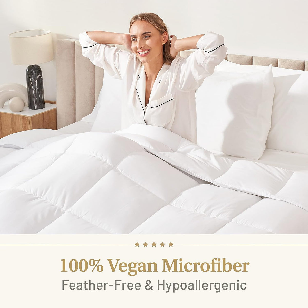Down Alternative Comforter King Size - Fluffy Duvet Insert - Premium Plush All Season - Luxury Breathable Hotel Cooling Comforter - King, White, 104x86 inches - Comes Compressed Packaging