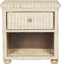 SAFAVIEH Home Collection - Adira Natural White Wash Wicker 1-Drawer Nightstand Accent Table, Coastal Boho Bedroom Storage Furniture with Shelf, 22.1"W x 16.5"D x 22.1"H (SEA8002A)