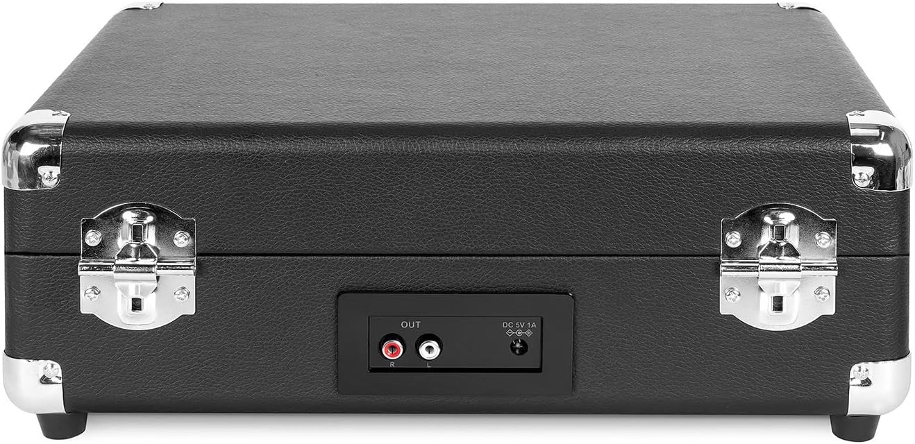 Victrola Journey+ Cassette – 3-Speed Bluetooth Suitcase Turntable with Built-In Speakers, Cassette Player & Vinyl Stream Technology, RCA Output & Aux In Support (Black)