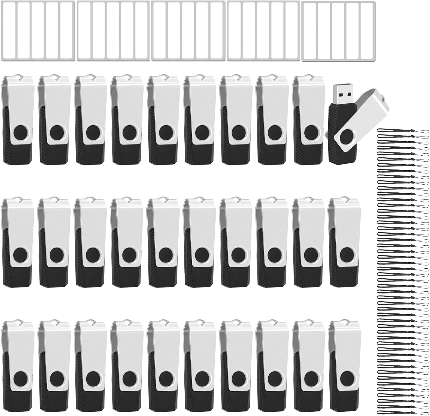 EASTBULL 50 Pack of Flash Drives Bulk 4GB USB 2.0 Flash Drives Pack 4GB USB Drives Bulk Thumb Drives with 50 Strings and Labels