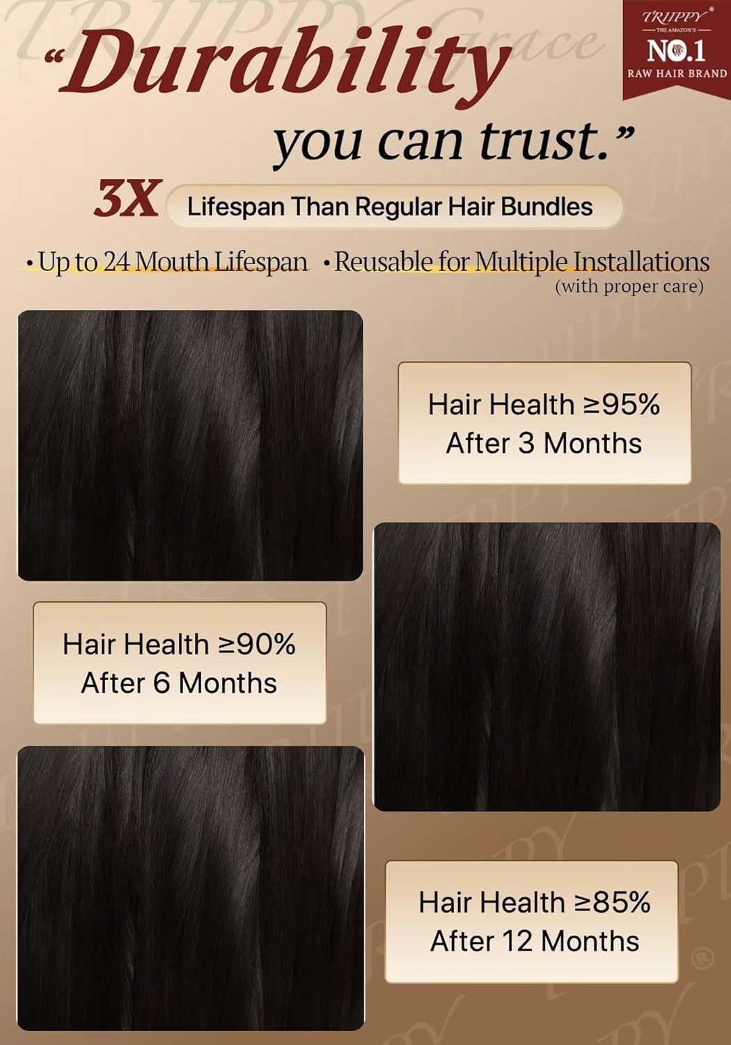 TRIIPPY Straight Bundles Human Hair,100% SoftMAX Raw Cambodian Hair Sew In Weave SoftMAX 3 Bundles,Triple The Lifespan Over Regular Virgin Hair Bundle,No.1 Raw Hair Brand On Amazon(16 18 20 Inches)