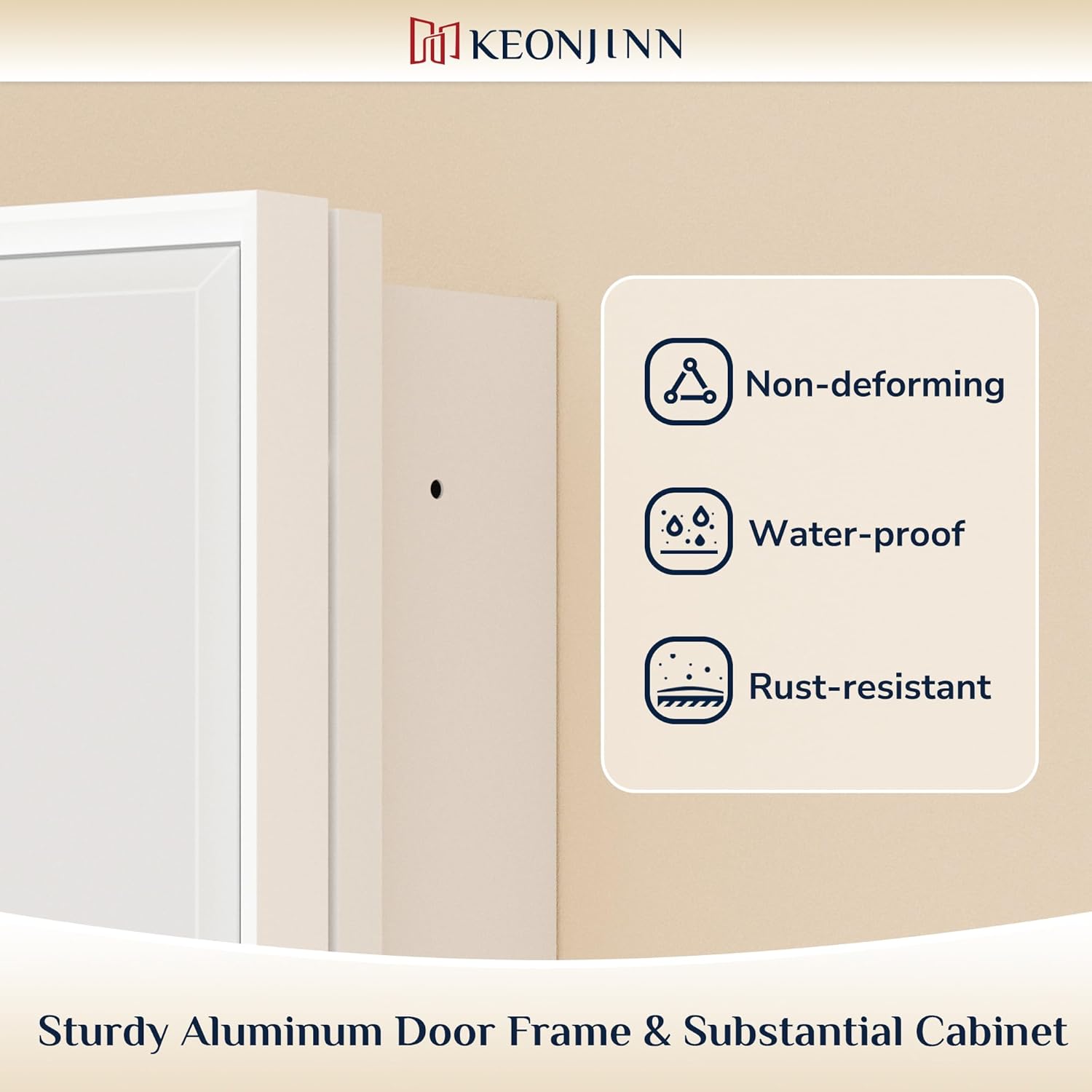 Keonjinn 20" x 26" White Medicine Cabinets for Bathroom with Mirror, Recessed or Surface Wall-Mounted Aluminum Alloy Framed Beveled Mirror, Single Door Farmhouse Bathroom Mirror with Storage Cabinet