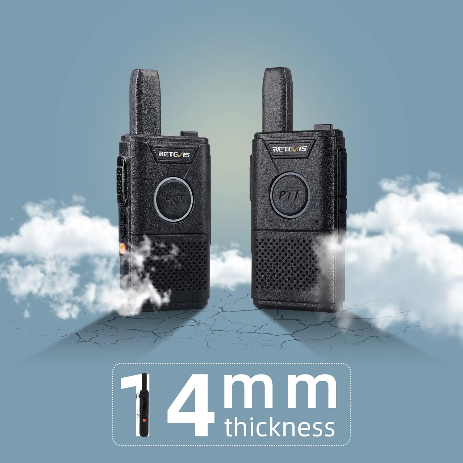 Retevis RT18 Walkie Talkies with Earpiece,2 Way Radios Long Range,Dual PTT,Short Antenna,Center Led, Compact, Rechargeable Two Way Radio for Adults Healthcare School Automotive Restaurant (10 Pack)