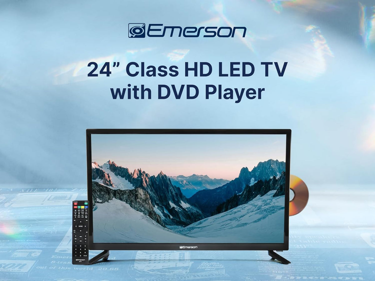 Emerson ETD-2450 24" Class LED HDTV with Built-in DVD Player, 720p HD, HDMI/USB Inputs, Digital Tuner, Slim Design, Wall Mountable, Energy Efficient, and Parental Control Features
