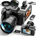 G-Anica 8K 64MP Digital Camera for Photography with Dual-Lens, WiFi Vlogging Point and Shoot Camera Kit with 180 Flip Screen, 16X Zoom, 64GB Card, Portable Camera for Beginners, Teens, 2 Batteries