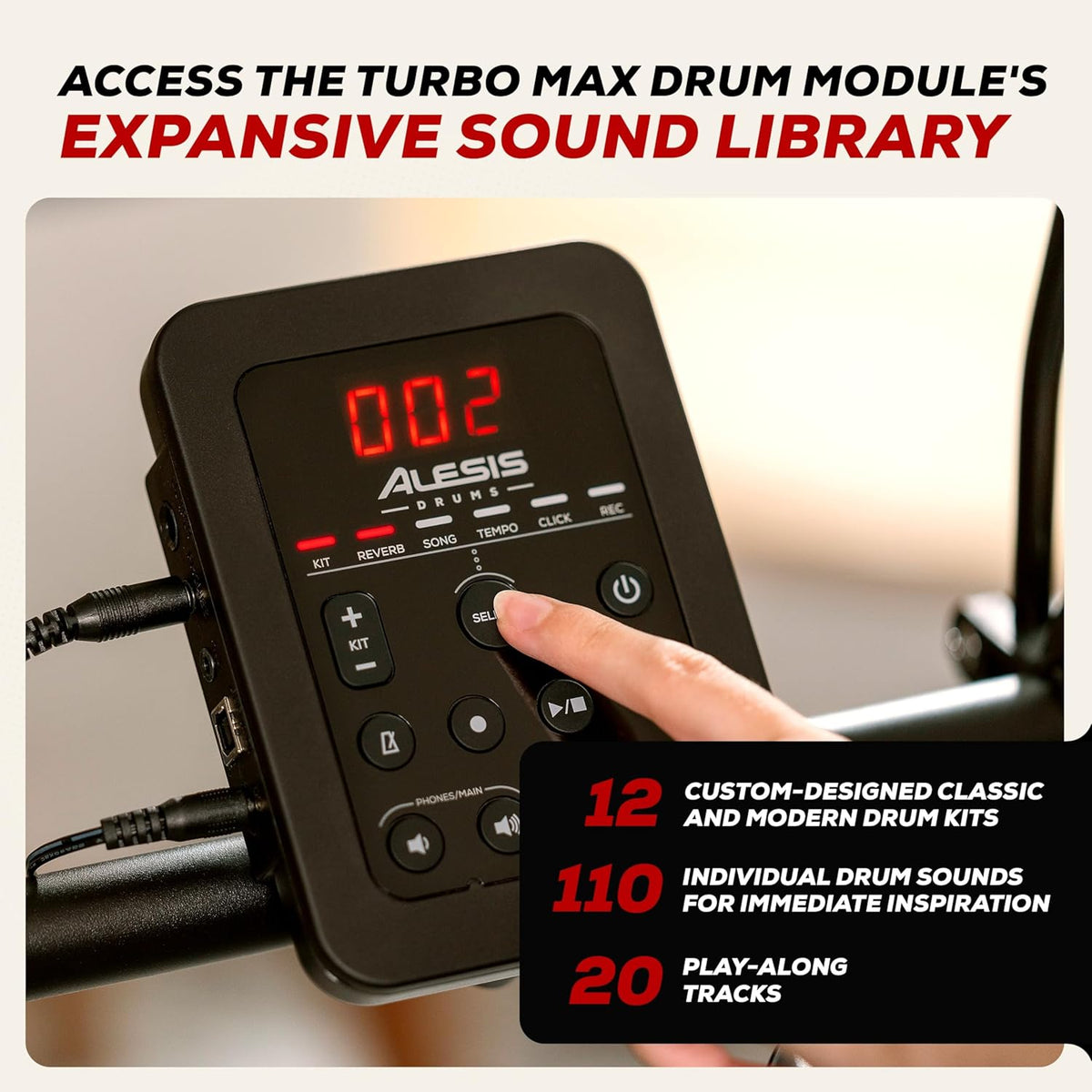 Alesis Turbo Max Electric Drum Set with Quiet 8" Mesh Pads, Lessons, Bluetooth and Accessories, Foldable