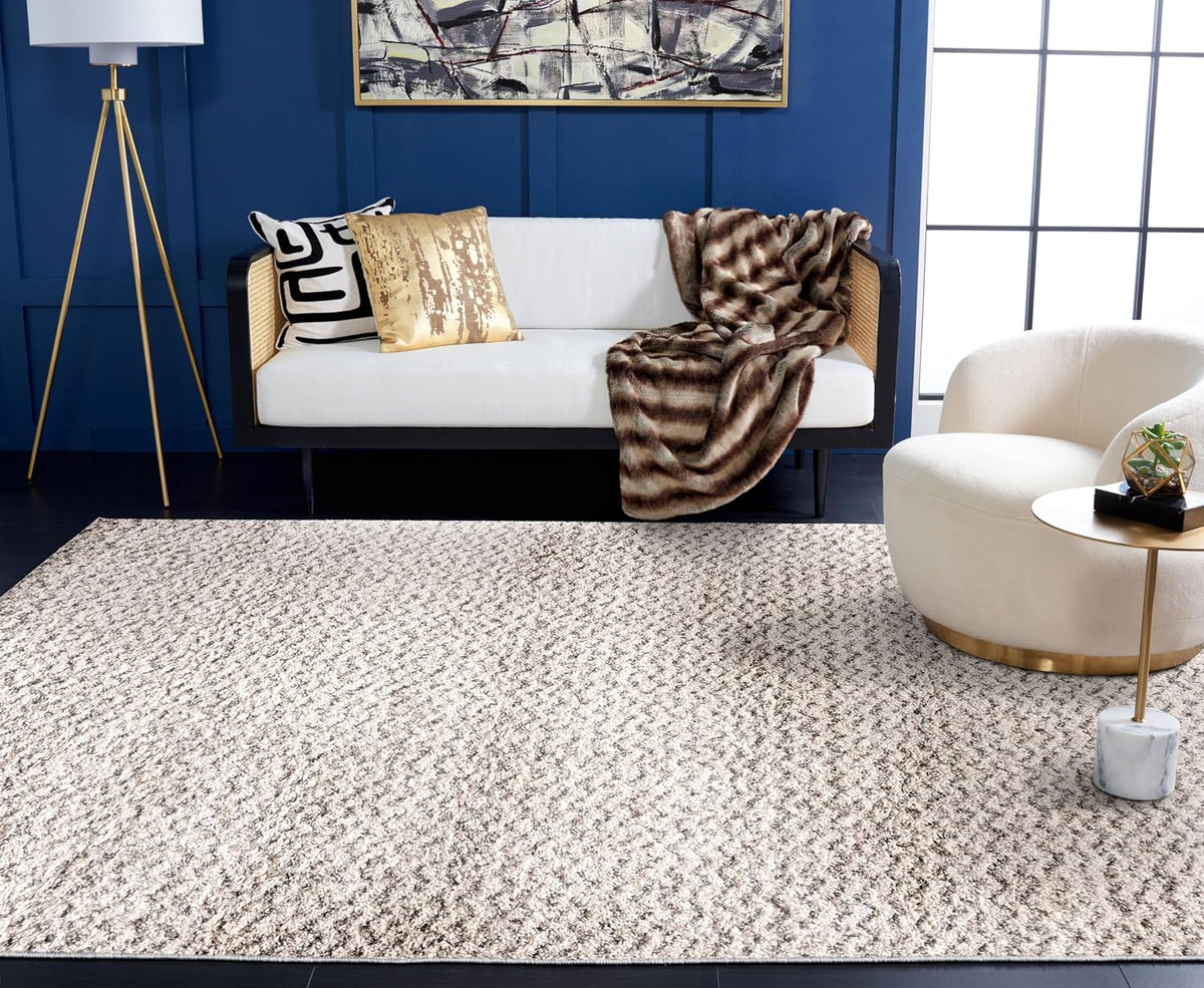SAFAVIEH Hudson Shag Collection Area Rug - 9' x 12', Ivory & Grey, Chevron Design, Non-Shedding & Easy Care, 2-inch Thick Ideal for High Traffic Areas in Living Room, Bedroom (SGH330A)