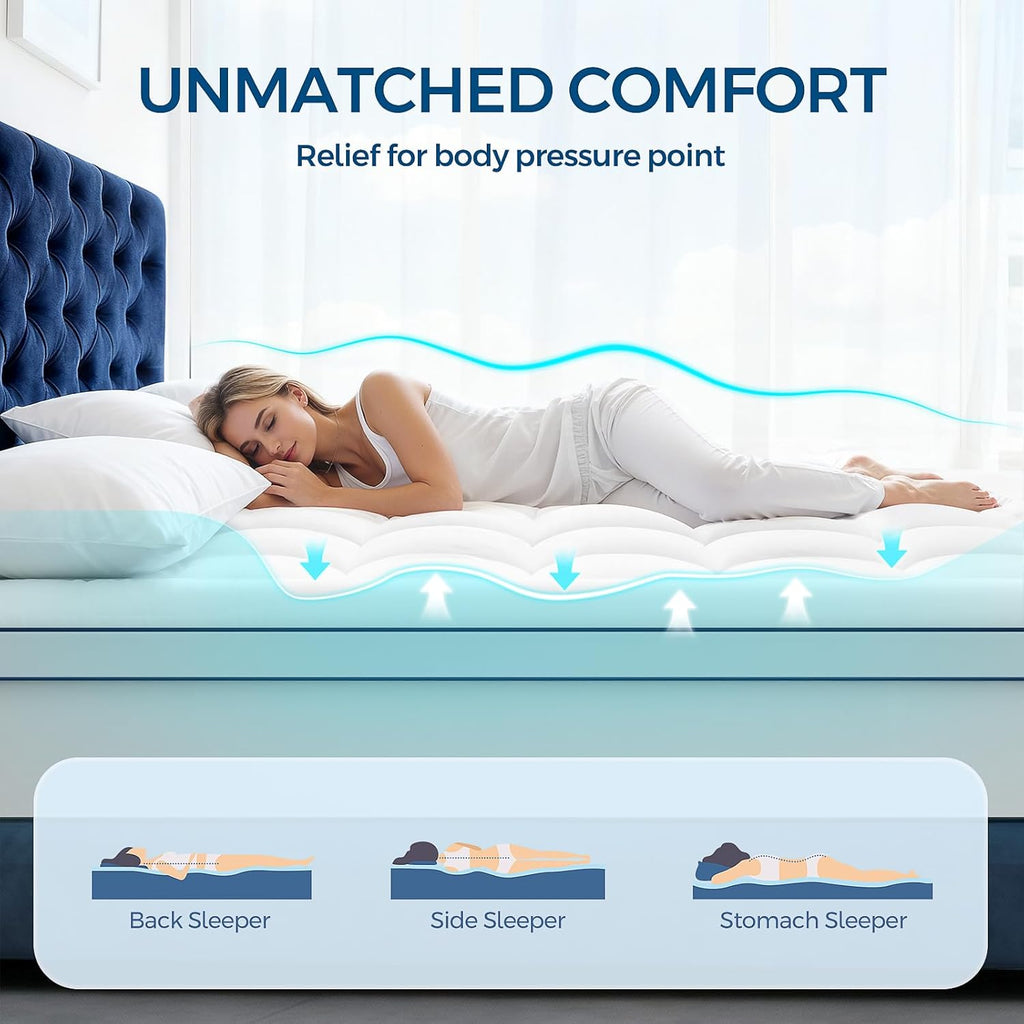 Premium Dual Layer 4 Inch Memory Foam Mattress Topper, 2 Inch Gel Memory Foam and 2 Inch Pillow Top Mattress Pad Cover for Back Pain, Extra Thick Comfort Support（King 78"x80"）