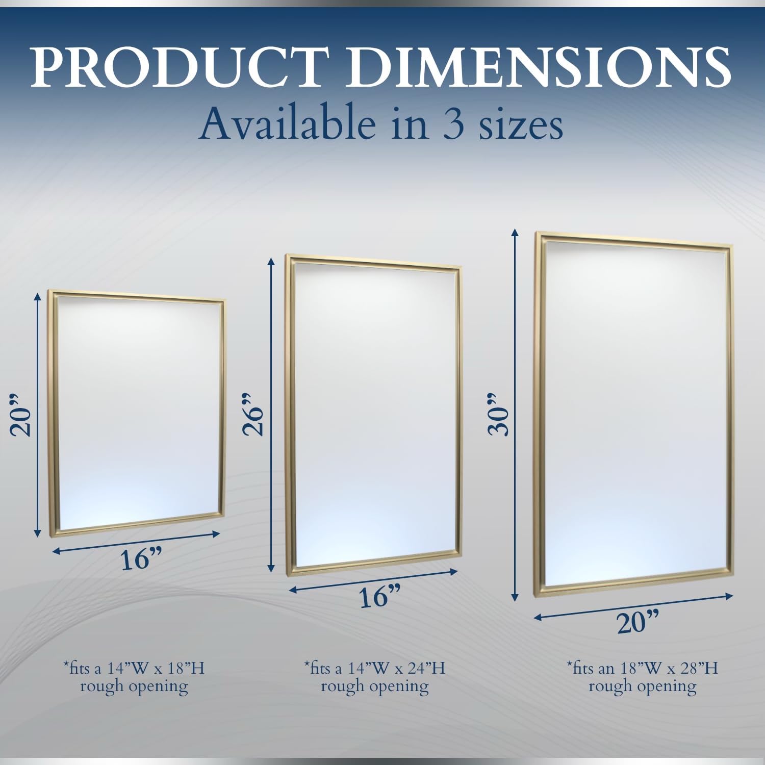 16x26 Parker Metro Metal Framed Rectangle Recessed Bathroom Medicine Cabinet, Floating Mirror, 14x24 in-Wall Opening, Steel, Adjustable Glass Shelves, Magnet Close, Black
