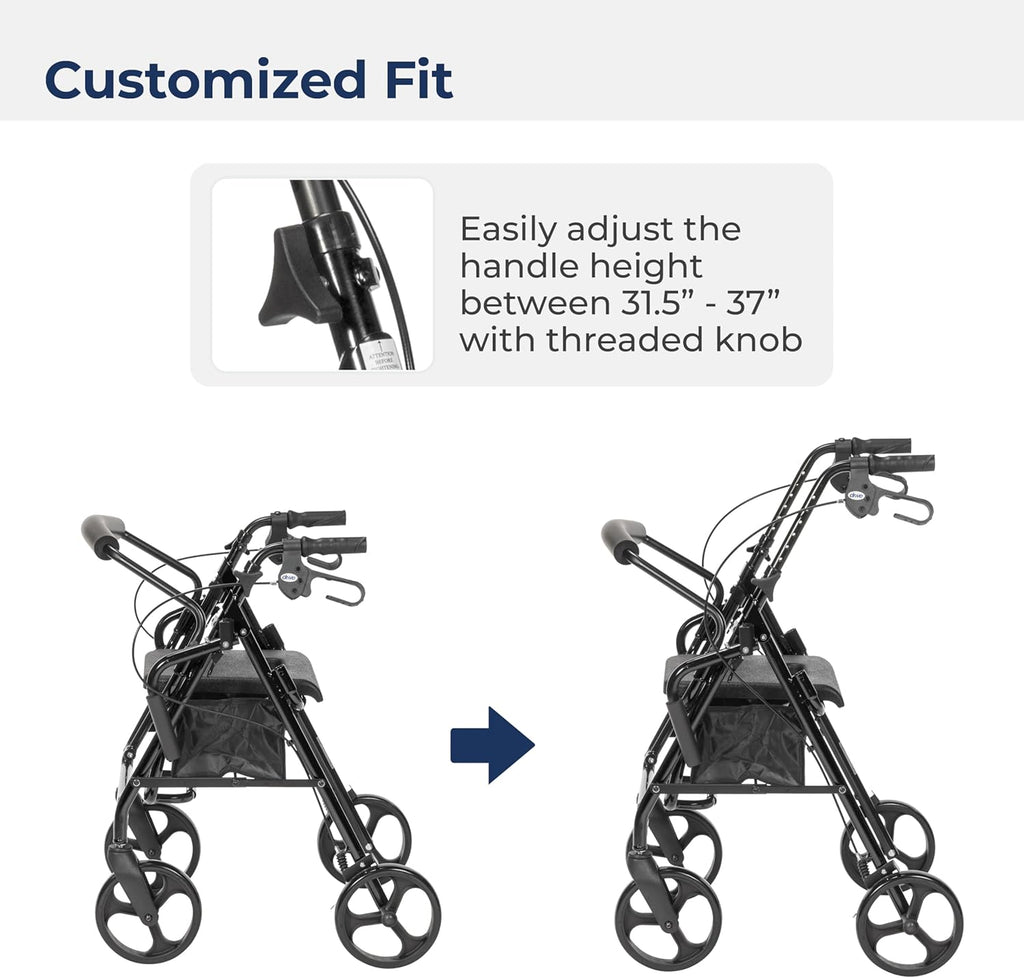 Drive Medical 795BK Duet Folding Transport Wheelchair and Rollator Walker, Black