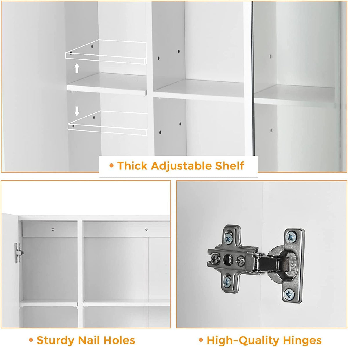 DICTAC Medicine Cabinet Bathroom Mirror Cabinet with 3 Door 27.6x23.62 Inch Bathroom Wall Cabinet with Mirror Wall Mirror Storage Shelf with 3-Adjustable Shelves Storage Organizer Cupboard,White