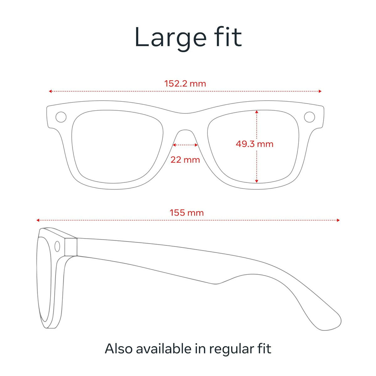 Ray-Ban Meta (Gen 1), Wayfarer Large, Shiny Black | Smart AI Glasses for Men, Women — 12 MP Ultra-Wide Camera, Open-Ear Audio, Video Recording, Bluetooth — Green Lenses — Sunglasses