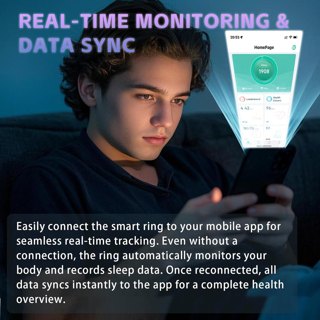 Fitness Tracker Ring for Men Women – Smart Ring with Heart Rate, SpO2, Blood Pressure, Sleep Monitoring, Step & Calorie Counter, 5ATM Waterproof, No Subscription Fee (Black, 11)