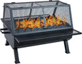 Sunnydaze 36-Inch Steel Outdoor Fire Pit with Grill and Spark Screen - PVC Protective Cover - Heat-Resistant Finish - Black