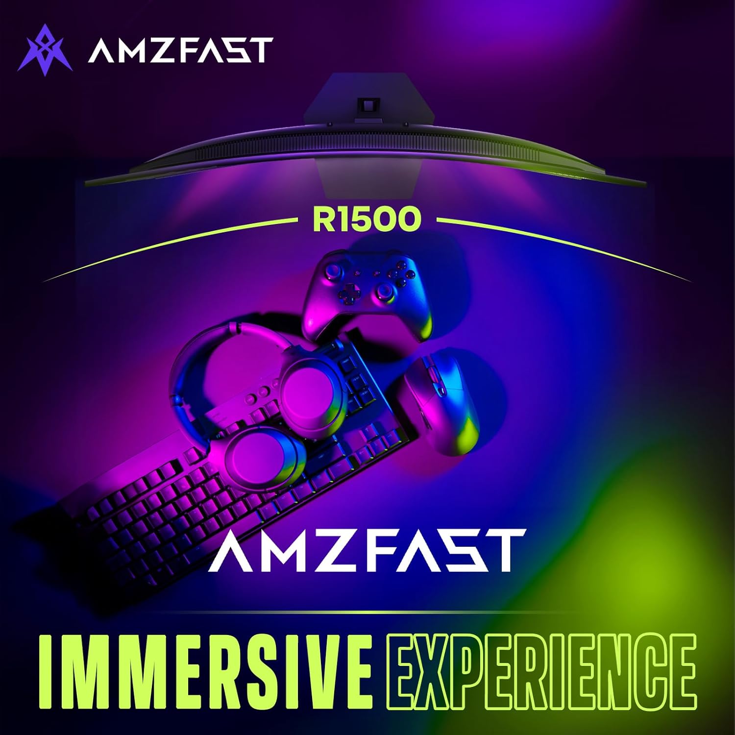 Amzfast 27 inch 240Hz Curved Monitor, FHD 1080p Gaming Monitor, Built-in Speakers, FreeSync, MPRT 1ms, 130% sRGB, 4000:1, 1500R, VESA Mount, HDMI 2.0&DP 1.4, 12 Months Warranty Exchange, AMZG27C1 Pro