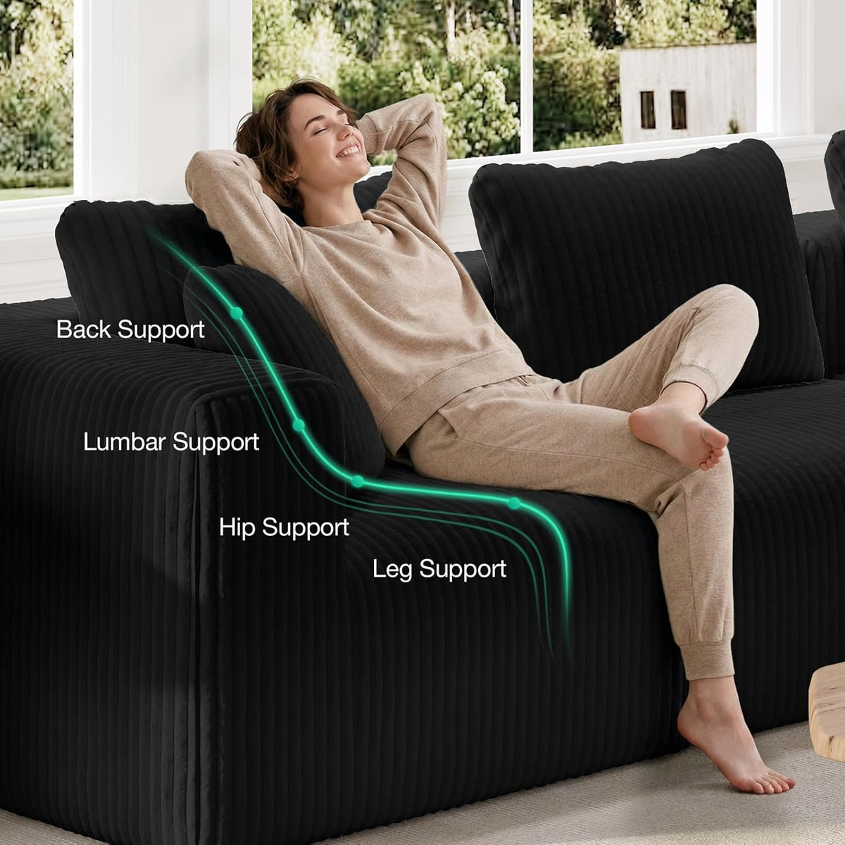 Novilla 141" Modular Sectional Sofa, Modern Cloud Sectional Couch with Smarts Coil® Support, L-Shape Boneless Couch for Living Room Apartments Bedroom, No Assembly Required (6 Seat)