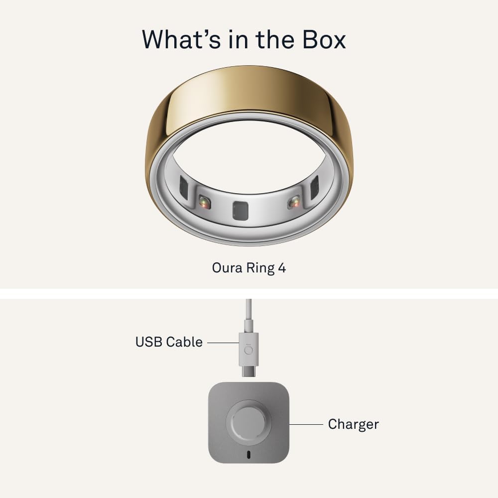 Oura Ring 4 - Gold - Size 7 - Sleep, Activity, Women's Health, AI Advisor, Up to 8 Days of Battery Life, Size Before You Buy, Android & iOS Compatible