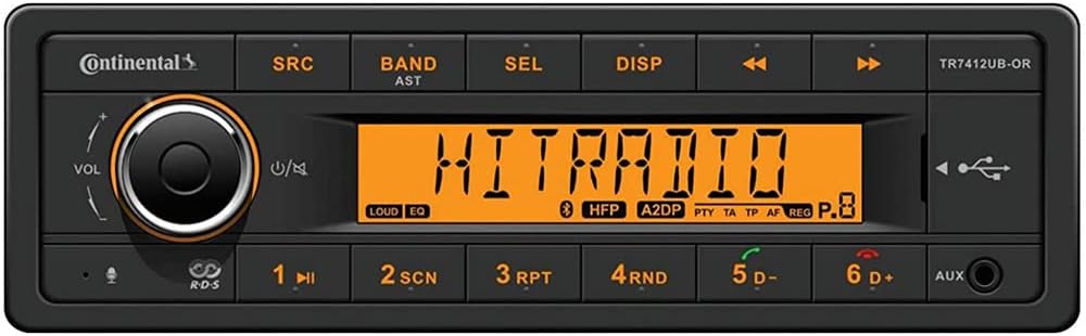 VDO Continental TR7412UB-OR European Style 12v Radio Orange Display Bluetooth Bundle with AC111