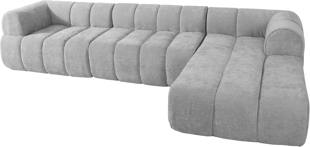 Christopher Knight Home Mania 122" Modular L-Shape Sofa Couch with Chaise Lounge, Modern Sectional Sofa Set for Living Room, Boucle Fabric Upholstered Cloud Couch with Deep Seat, Gray