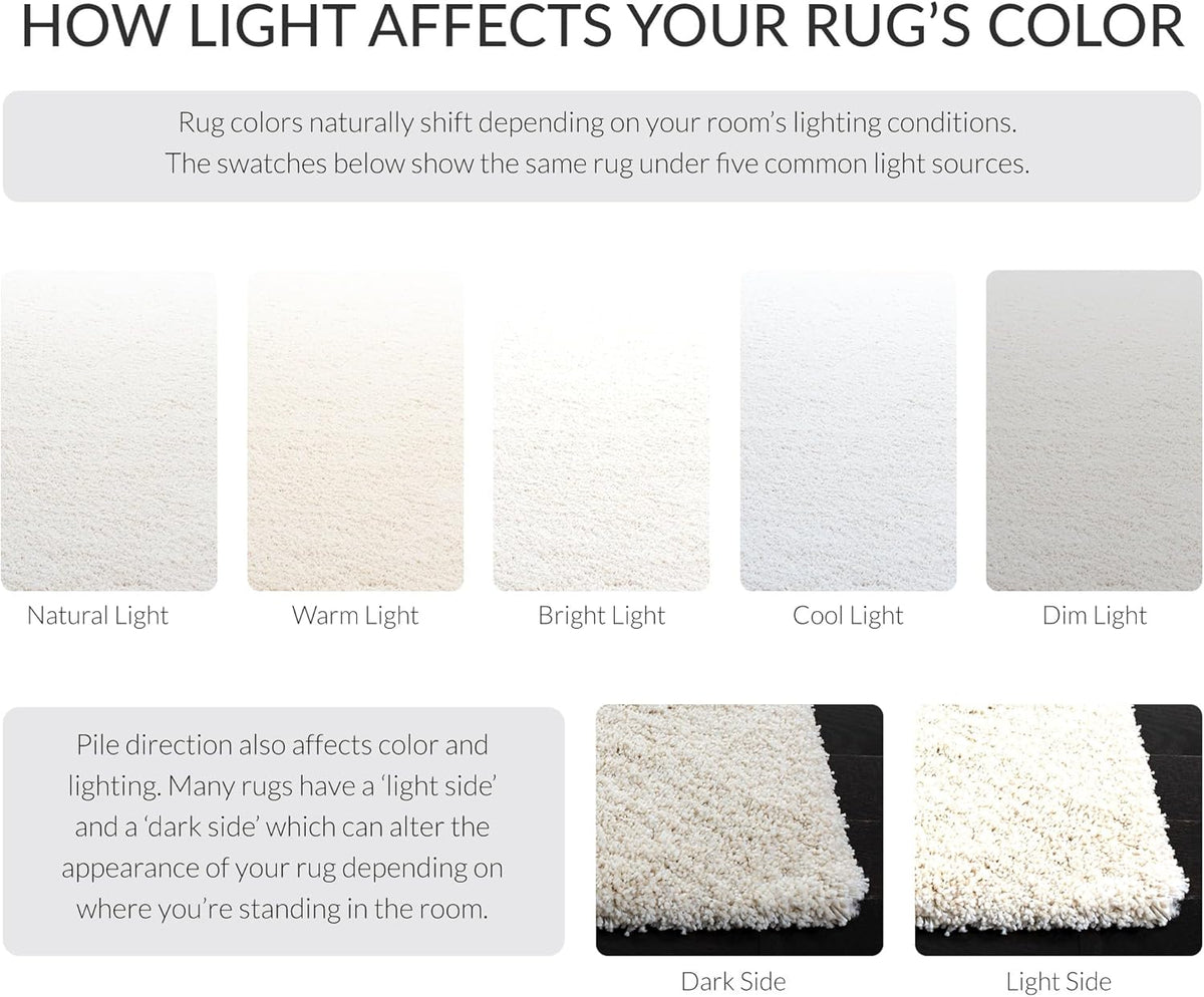 SAFAVIEH Milan Shag Collection Area Rug - 8' x 10', Ivory, Solid Design, Non-Shedding & Easy to Clean, Plush Thick Pile, Ideal for Living Room, Bedroom (SG180-1212)