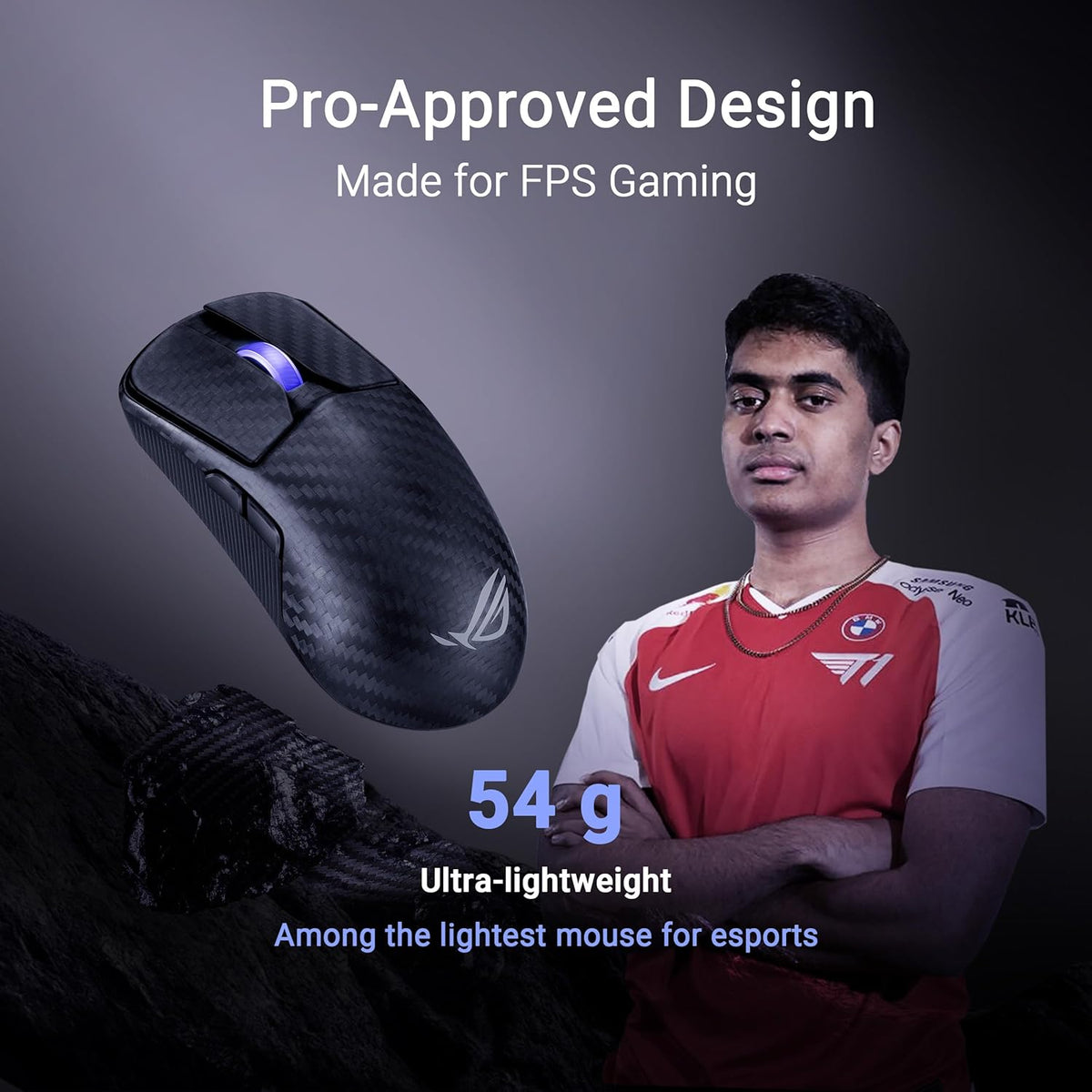 ASUS ROG Harpe Ace Extreme Wireless Esports Gaming Mouse – Carbon Fiber Build, 47g Lightweight, Tri-Mode Connectivity, 42K DPI, up to 70Hr Battery, Glass Skates, Pro-Approved, PC/Mac Support - Black