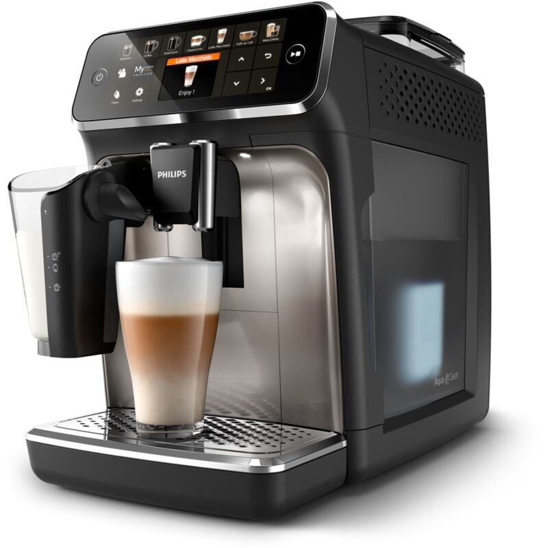 Philips Kaffeevollautomat 5400 Series EP5447/90 LatteGo 12 Kaffeespezialitäten und 4 Benutzerprofilen Schwarz/Chrom