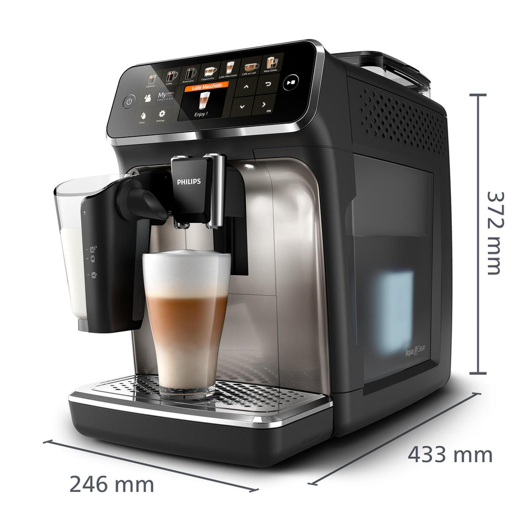 Philips Kaffeevollautomat 5400 Series EP5447/90 LatteGo 12 Kaffeespezialitäten und 4 Benutzerprofilen Schwarz/Chrom