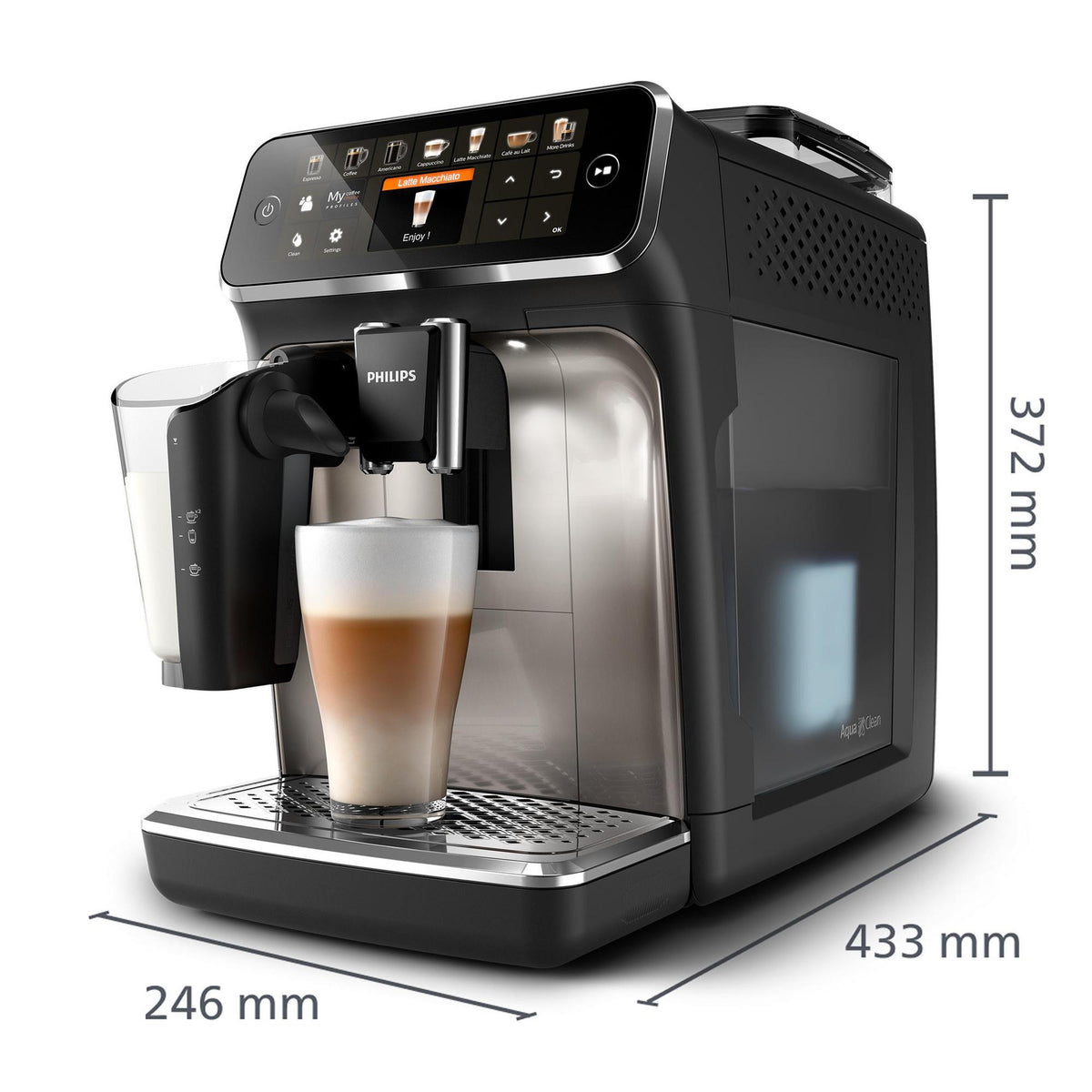 Philips Kaffeevollautomat 5400 Series EP5447/90 LatteGo 12 Kaffeespezialitäten und 4 Benutzerprofilen Schwarz/Chrom