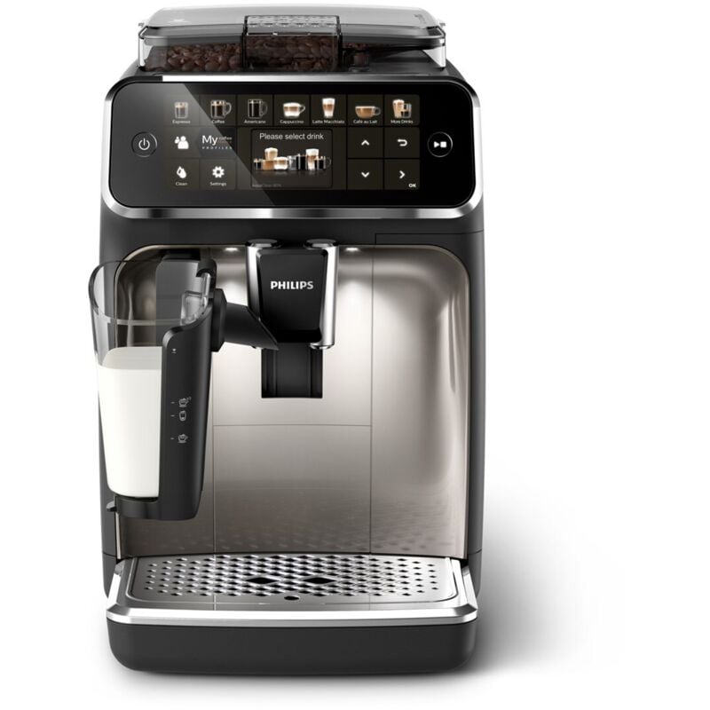 Philips Kaffeevollautomat 5400 Series EP5447/90 LatteGo 12 Kaffeespezialitäten und 4 Benutzerprofilen Schwarz/Chrom