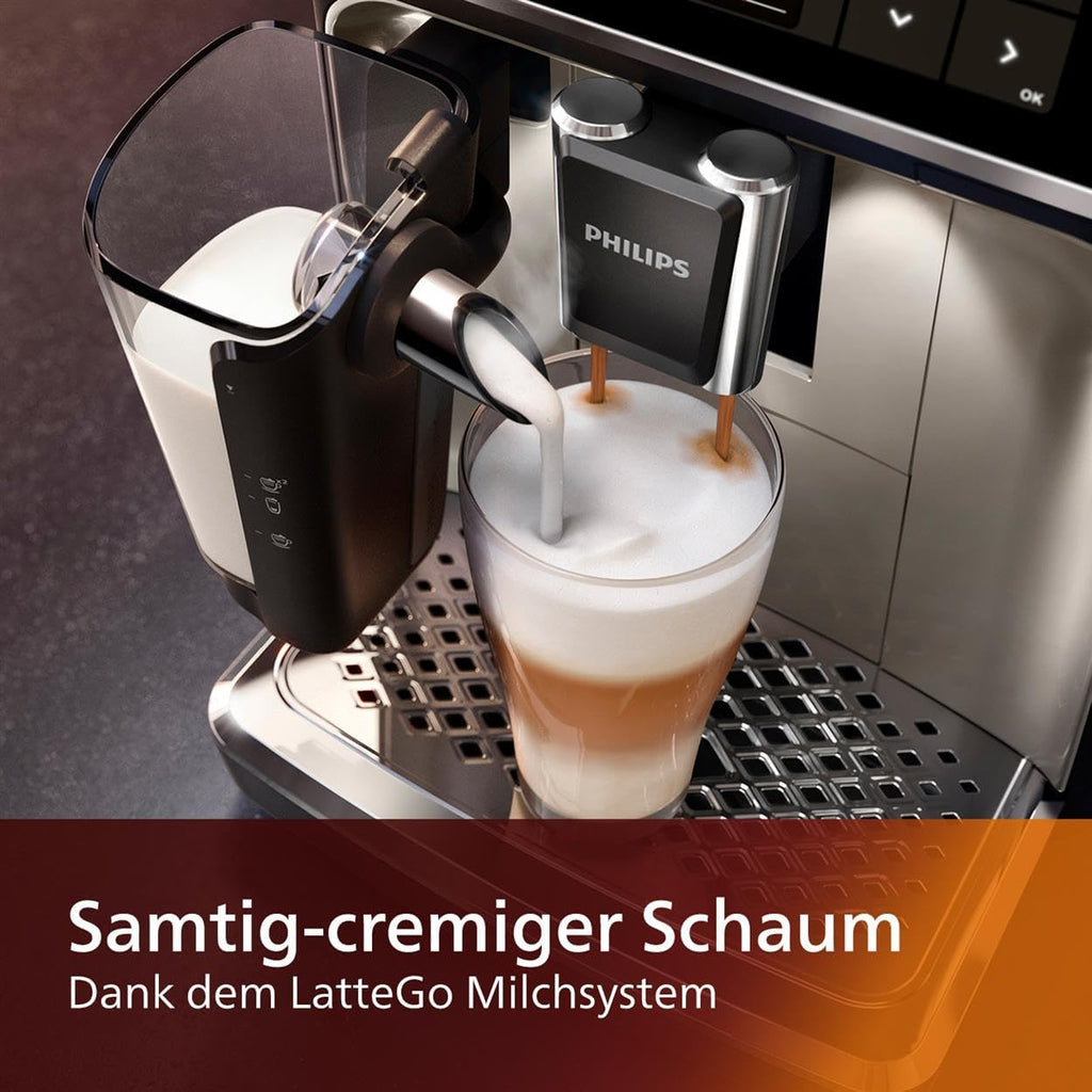 Philips Kaffeevollautomat 5400 Series EP5447/90 LatteGo 12 Kaffeespezialitäten und 4 Benutzerprofilen Schwarz/Chrom