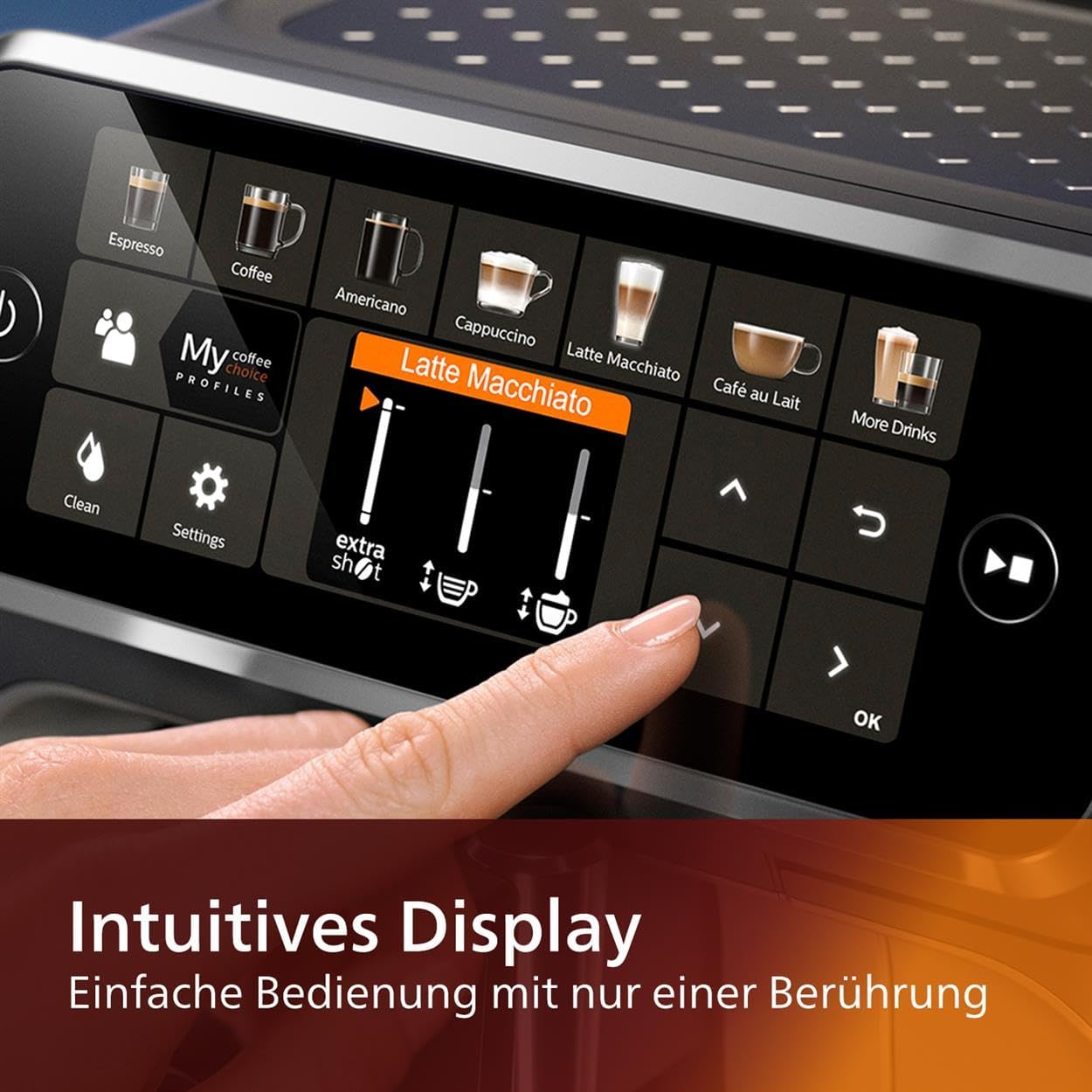 Philips Kaffeevollautomat 5400 Series EP5447/90 LatteGo 12 Kaffeespezialitäten und 4 Benutzerprofilen Schwarz/Chrom