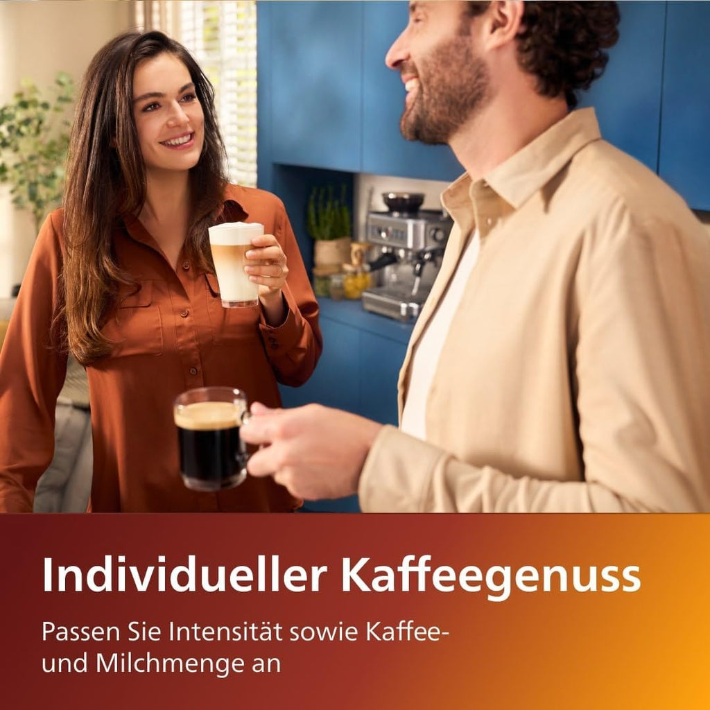 Philips Kaffeevollautomat 5400 Series EP5447/90 LatteGo 12 Kaffeespezialitäten und 4 Benutzerprofilen Schwarz/Chrom