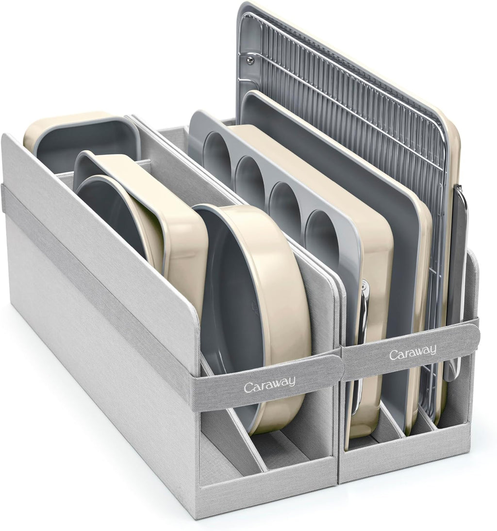 Caraway Nonstick Ceramic Bakeware Set (11 Pieces) - Baking Sheets, Assorted Baking Pans, Cooling Rack, & Storage - Aluminized Steel Body - Non Toxic, PTFE & PFOA Free - Cream