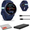 Garmin Vivoactive 5, Health and Fitness GPS Smartwatch for Men and Women, Metallic Navy Bezel w/Navy Case and Silicone Band, 1.2” AMOLED Touchscreen Display, 11 Days Battery Life (Bundle)