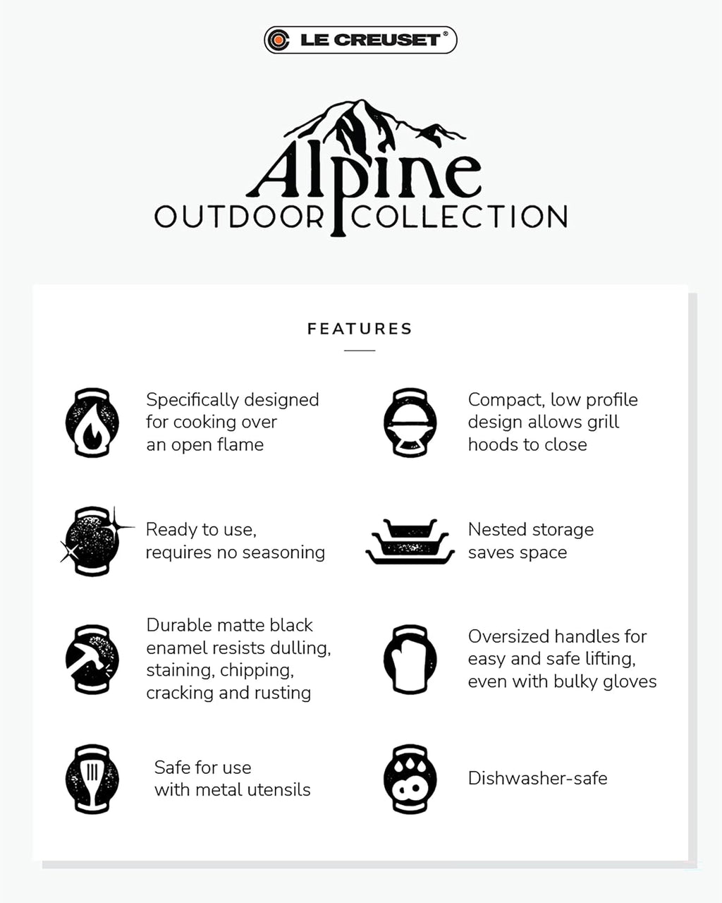 Le Creuset Alpine Outdoor Collection Enameled Cast Iron Round Dutch Oven, 4.25 qt.