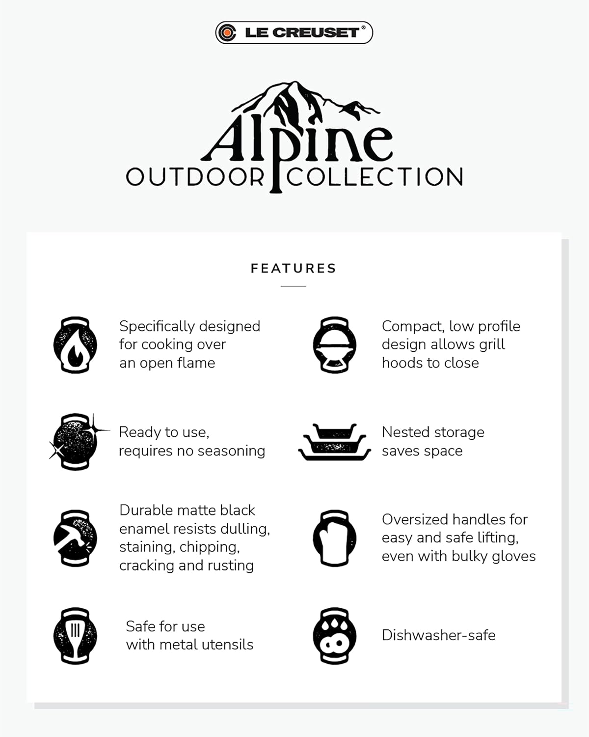 Le Creuset Alpine Outdoor Collection Enameled Cast Iron Round Dutch Oven, 4.25 qt.