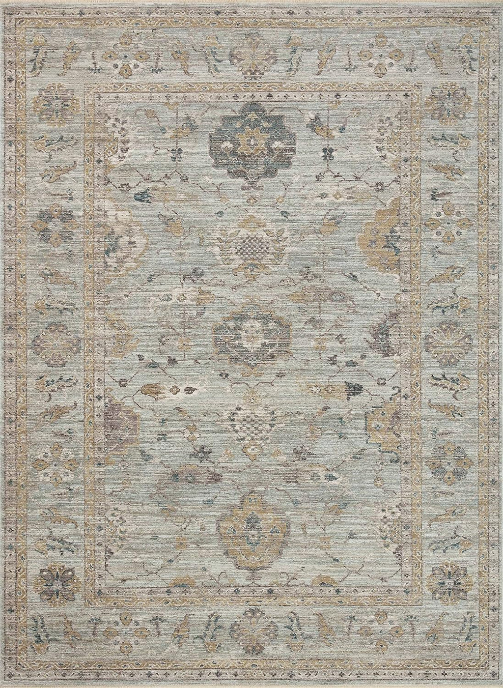Loloi Magnolia Home by Joanna Gaines Millie Collection MIE-02 Sky/Gold 9'-6" x 13'-1", .25" Pile Height, Area Rug