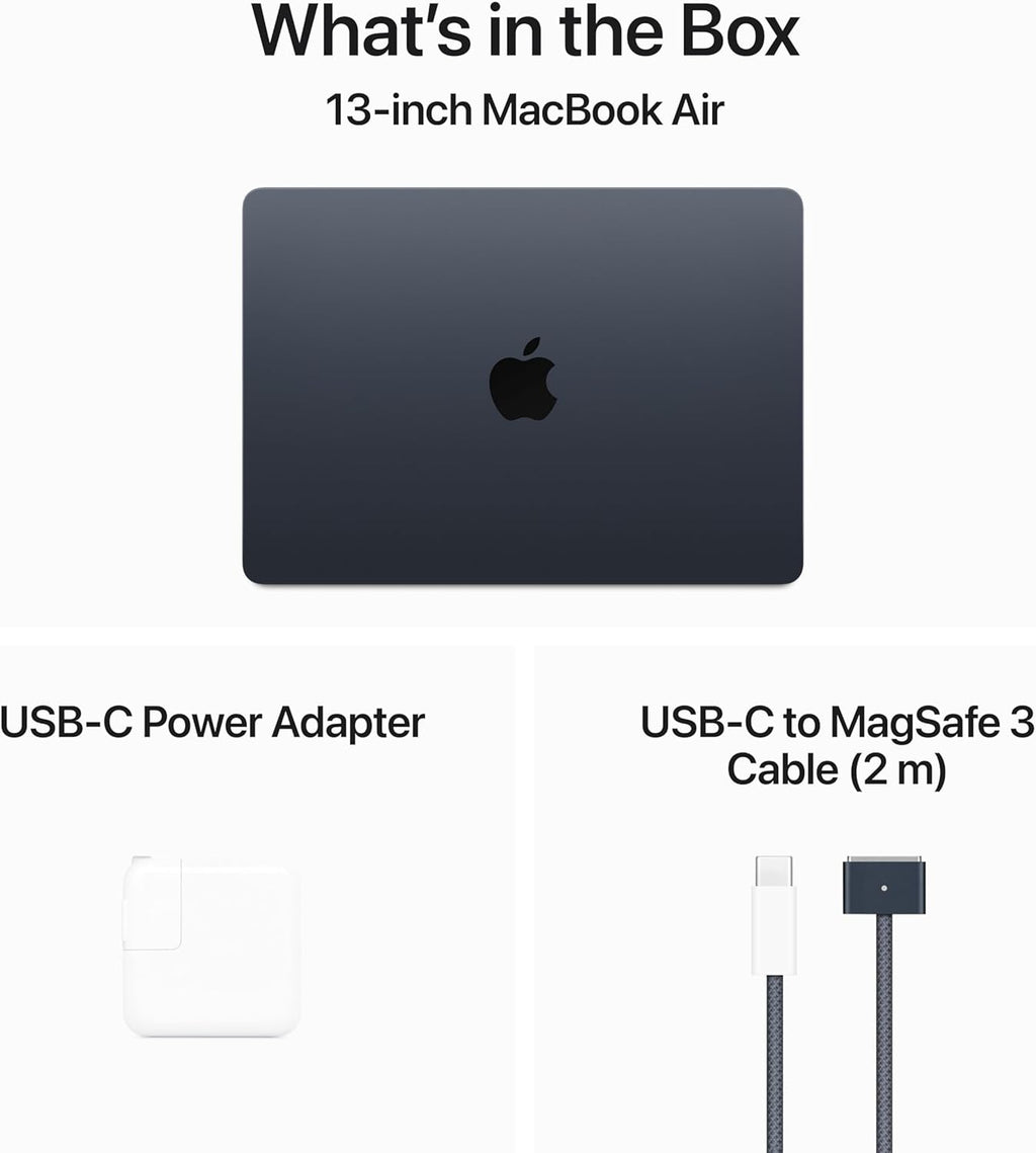 Apple 2024 MacBook Air with Apple M3 Chip, 13-inch, 16GB RAM, 512GB SSD Storage Midnight (Renewed)